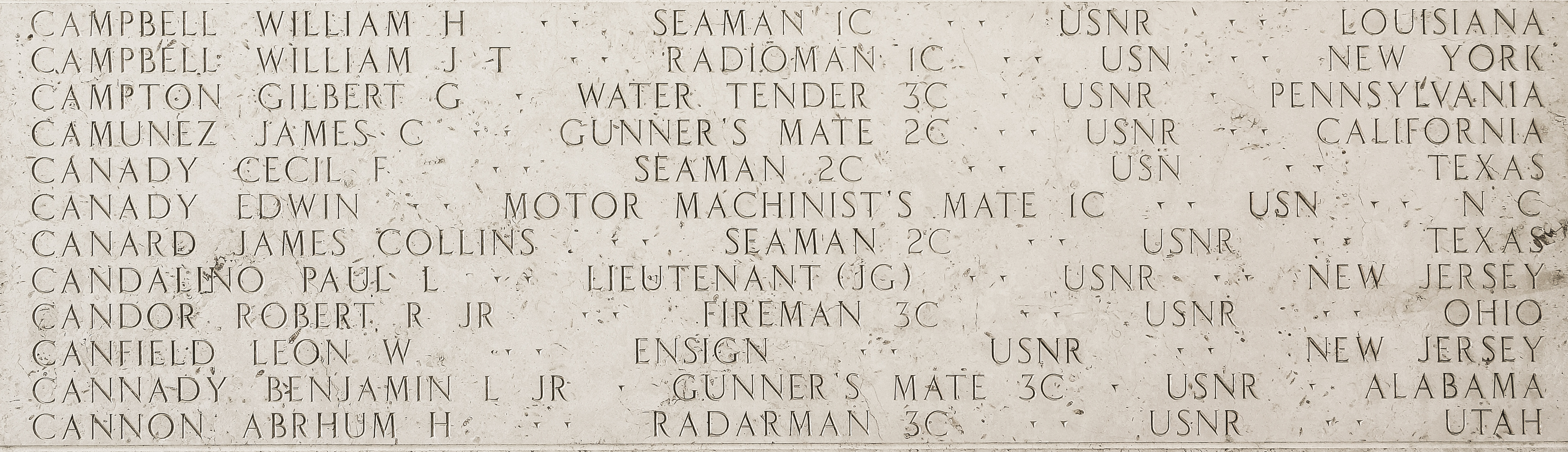 Abrhum H. Cannon, Radarman Third Class